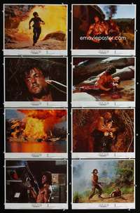 e156 RAMBO FIRST BLOOD II 8 movie lobby cards '85 Sylvester Stallone