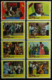 e164 SATCHMO THE GREAT 8 movie lobby cards '57 Louis Armstrong bio!