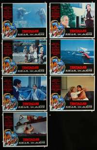 e306 TENTACLES 7 movie lobby cards '77 AIP, scuba divers vs octopus!
