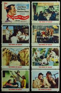 e197 WINGS OF EAGLES 8 movie lobby cards '57 John Wayne, Maureen O'Hara