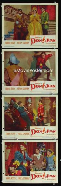 f001 ADVENTURES OF DON JUAN 4 movie lobby cards '49 Errol Flynn