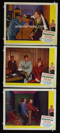 f265 CHAMPION 3 movie lobby cards '49 Kirk Douglas boxing classic!