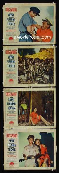 f045 CROSSWINDS 4 movie lobby cards '51 John Payne, Rhonda Fleming