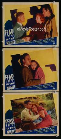 f304 FEAR IN THE NIGHT 3 movie lobby cards '47 DeForest Kelley