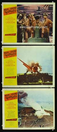 f309 FLAT TOP 3 movie lobby cards '52 Sterling Hayden, World War II