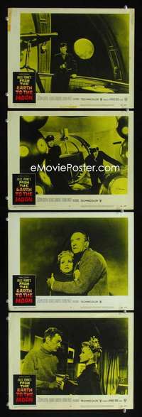 f068 FROM THE EARTH TO THE MOON 4 movie lobby cards '58 Jules Verne