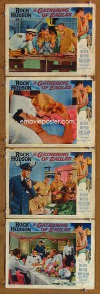 f069 GATHERING OF EAGLES 4 movie lobby cards '63 Rock Hudson, Peach