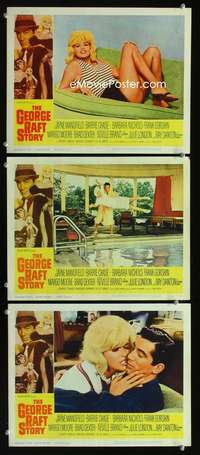 f317 GEORGE RAFT STORY 3 movie lobby cards '61 sexy Jayne Mansfield!