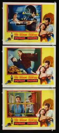 f340 HUMAN DESIRE 3 movie lobby cards '54 Glenn Ford, Gloria Grahame