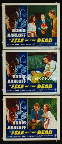f347 ISLE OF THE DEAD 3 movie lobby cards R53 Boris Karloff, Ellen Drew