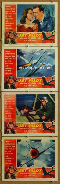 f093 JET PILOT 4 movie lobby cards '57 John Wayne, Howard Hughes