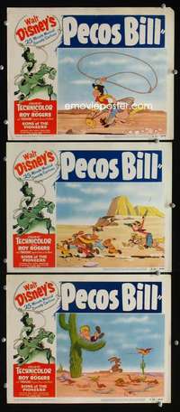 f410 PECOS BILL 3 movie lobby cards '54 Roy Rogers, Disney cartoon!