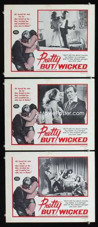 f419 PRETTY BUT WICKED 3 movie lobby cards '63 she teased men too far!