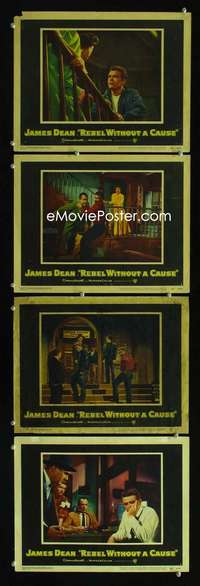 f146 REBEL WITHOUT A CAUSE 4 movie lobby cards '55 best James Dean!