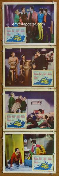 f155 SAIL A CROOKED SHIP 4 movie lobby cards '61 Robert Wagner, Hart