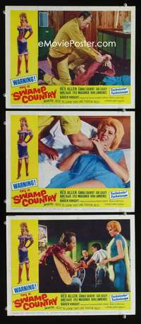f491 SWAMP COUNTRY 3 movie lobby cards '66 moonshine lovin' skeeters!