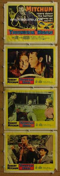 f186 THUNDER ROAD 4 movie lobby cards '58 Robert Mitchum, Gene Barry