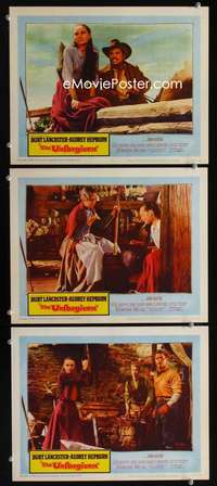f510 UNFORGIVEN 3 movie lobby cards '60 Burt Lancaster, Audrey Hepburn