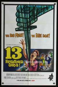 k050 13 FRIGHTENED GIRLS one-sheet movie poster '63 William Castle, horror!
