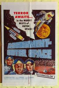 k084 ASSIGNMENT-OUTER SPACE one-sheet movie poster '62 Italian sci-fi!