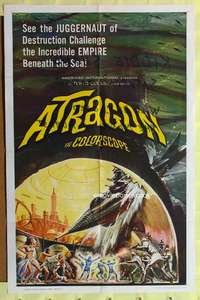 k087 ATRAGON one-sheet movie poster '65 Ishiro Honda, AIP, Toho sci-fi!