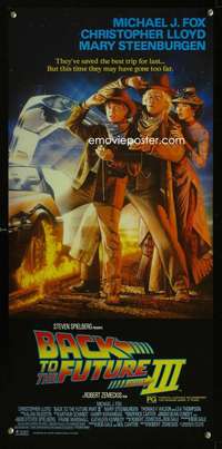 h148 BACK TO THE FUTURE III Australian daybill movie poster '90 Struzan art!