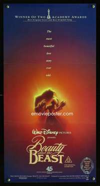 h152 BEAUTY & THE BEAST Australian daybill movie poster '91 Walt Disney