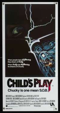 h157 CHILD'S PLAY Australian daybill movie poster '88 freaky killer doll!