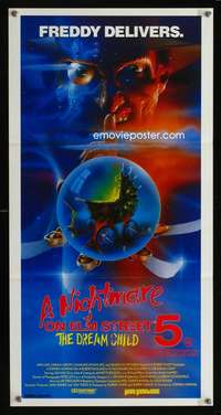 h195 NIGHTMARE ON ELM STREET 5 Australian daybill movie poster '89 Freddy!
