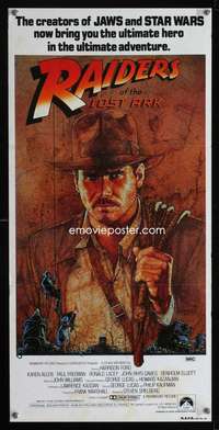 h202 RAIDERS OF THE LOST ARK Australian daybill movie poster '81 Amsel art!