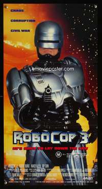 h204 ROBOCOP 3 Australian daybill movie poster '93 Robert John Burke