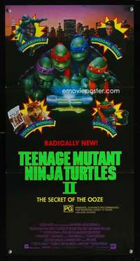 h221 TEENAGE MUTANT NINJA TURTLES II Australian daybill movie poster '91