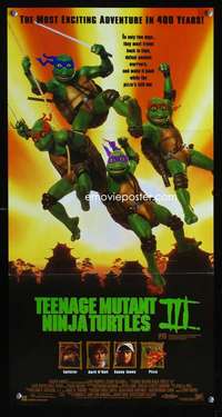 h222 TEENAGE MUTANT NINJA TURTLES III Australian daybill movie poster '93