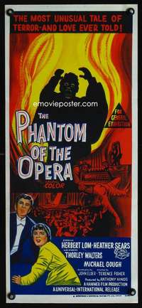 h199 PHANTOM OF THE OPERA Australian daybill movie poster '62 Hammer!