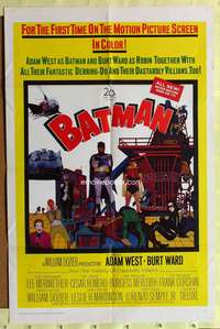 k093 BATMAN one-sheet movie poster '66 Adam West, Burt Ward, DC Comics!