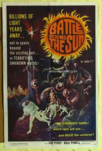 k100 BATTLE BEYOND THE SUN one-sheet movie poster '62 Russian sci-fi!
