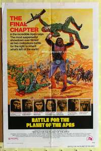 k101 BATTLE FOR THE PLANET OF THE APES one-sheet movie poster '73 sci-fi!