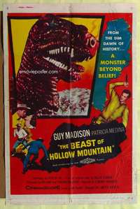 k105 BEAST OF HOLLOW MOUNTAIN one-sheet movie poster '56 dinosaur western!