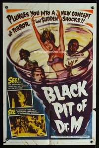 k111 BLACK PIT OF DR M one-sheet movie poster '59 wild Mexican horror!
