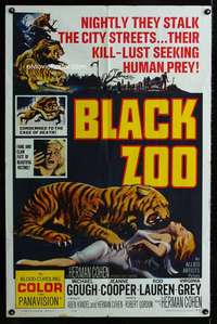 k112 BLACK ZOO one-sheet movie poster '63 horror, seeking human prey!
