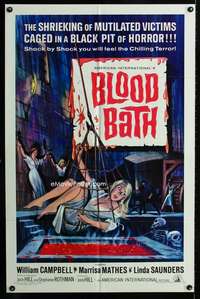 k119 BLOOD BATH one-sheet movie poster '66 wild pit of horror image!
