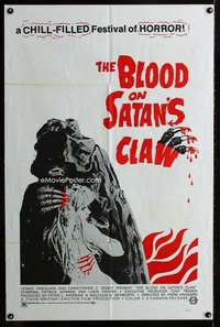 k123 BLOOD ON SATAN'S CLAW one-sheet movie poster '71 festival of horror!