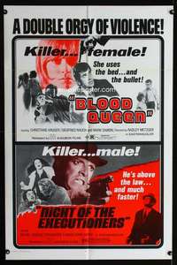 k124 BLOOD QUEEN/NIGHT OF THE EXECUTIONERS one-sheet movie poster '73
