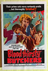k126 BLOODTHIRSTY BUTCHERS one-sheet movie poster '69 William Mishkin