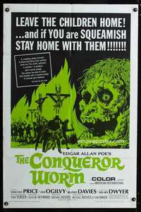 k178 CONQUEROR WORM one-sheet movie poster '68 Edgar Allan Poe, Price
