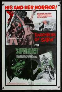 k199 DAUGHTERS OF SATAN/SUPERBEAST one-sheet movie poster '72 horror!