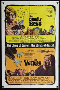 k207 DEADLY BEES/VULTURE one-sheet movie poster '66 attacked by nature!