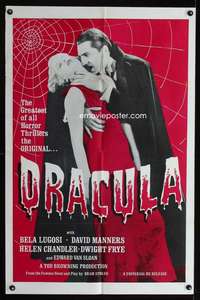 k238 DRACULA one-sheet movie poster R60s Bela Lugosi vampire classic!