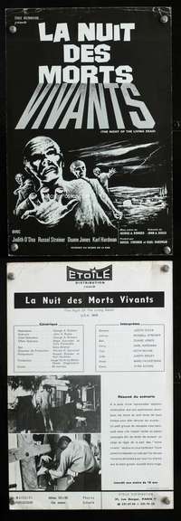 h028 NIGHT OF THE LIVING DEAD French movie pressbook '68 classic!