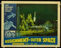 h293 ASSIGNMENT-OUTER SPACE movie lobby card #7 '62 Italian sci-fi!